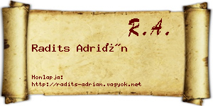 Radits Adrián névjegykártya